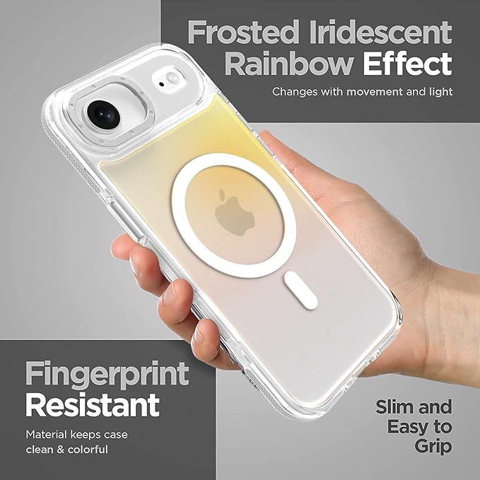 MOWIME Magnetic Case for iPhone Air [Compatible with Magsafe] [Cute Fashion Fluorescent Design] [1 Screen Protector] Slim Translucent Matte Case for iPhone Air 6.5" 2025, White
