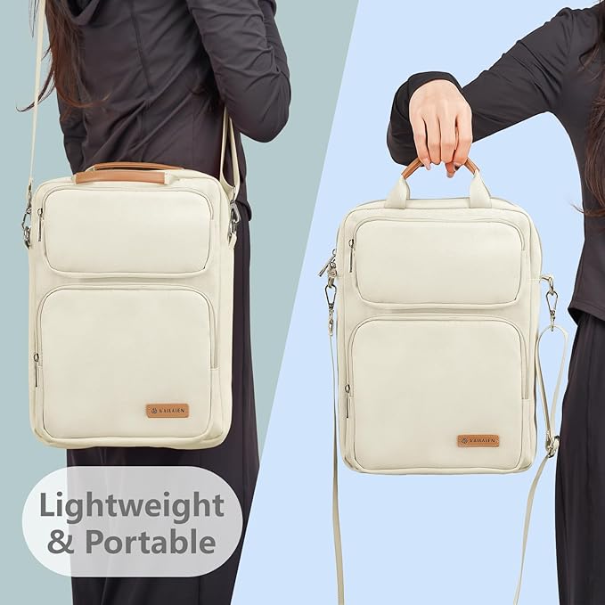 10-13 Inch Tablet Sleeve Bag, Ipad Bag for 13 In/11 in New iPad Pro M4 & 13 in Air M2 2024,iPad Pro 12.9 M2&M1,Ipad 10.9,Galaxy Tab S8+/S9+ 12.4,with Removable Shoulder Strap (Beige)