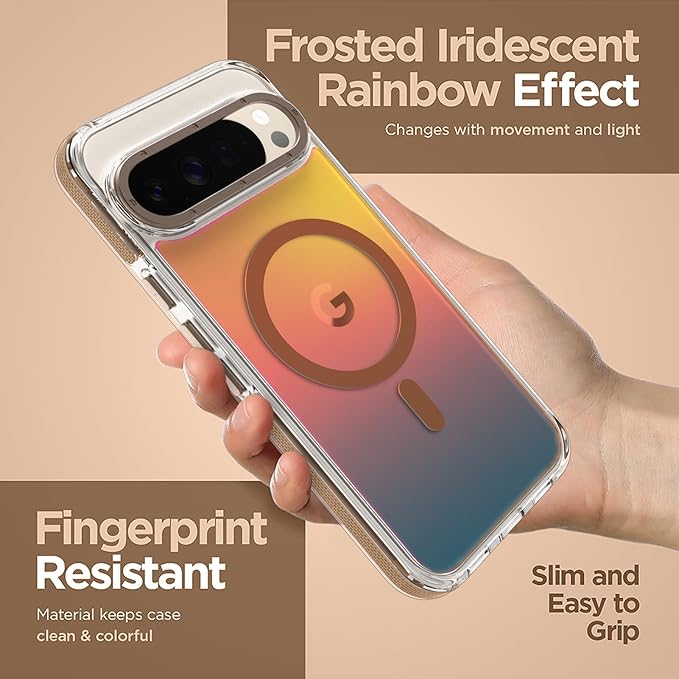 MOWIME Magnetic Case for Google Pixel 10 Pro XL [Compatible with Magsafe] [Cute Fashion Fluorescent Design] Shockproof Slim Translucent Matte Case for Pixel 10 Pro XL 6.8", Desert