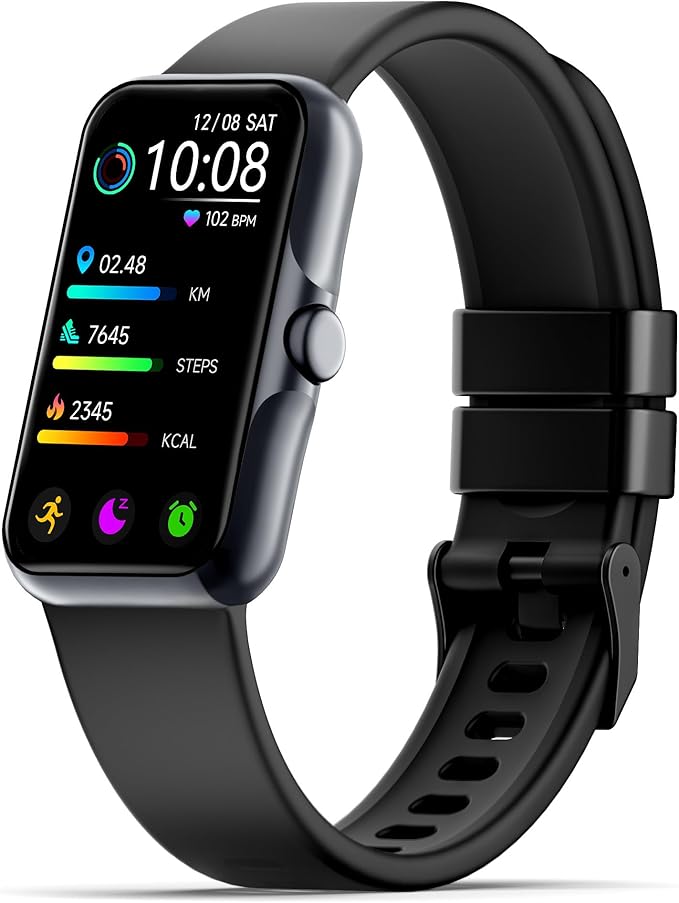 Health Fitness Tracker, Smart Watch with 24/7 Heart Rate and Blood Oxygen Monitor, Sleep Tracker with IP68 Waterproof, Activity Tracker Pedometer Step Counter for Women Men (Black)