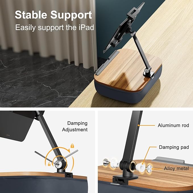 Lap Beanbag Cozy Kindle Pillow Stand for Bed with Adjustable Arm, 360° Tablet Holder, Fits 4.7"-13" Kindle, iPad, Phone, Lap Desk for Hands Free Reading in Bed, Couch, Sofa,Gray