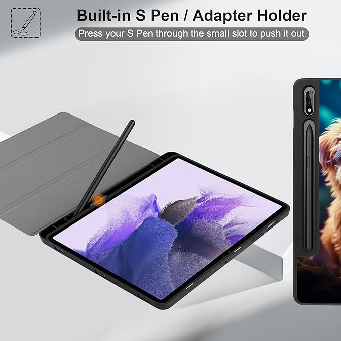 Case for Samsung Galaxy Tab S8 2022 & S7 2020, Shockproof Tablet Case for Samsung Tab S8/S7 11 inch with Auto Sleep/Wake & Trifold Stand & Soft TPU Back Cover, Fantasy Puppy