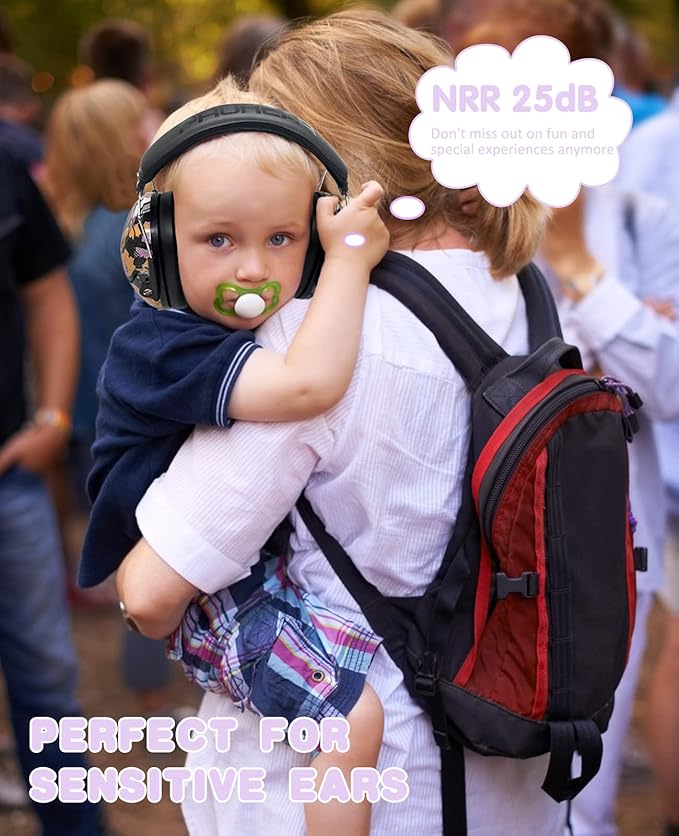 PROHEAR 032 Kids Ear Protection, NRR 25dB Childrens Earmuffs, Adjustable Headband Safety Ear Muffs for Sports Events, Concerts, Airports - Black