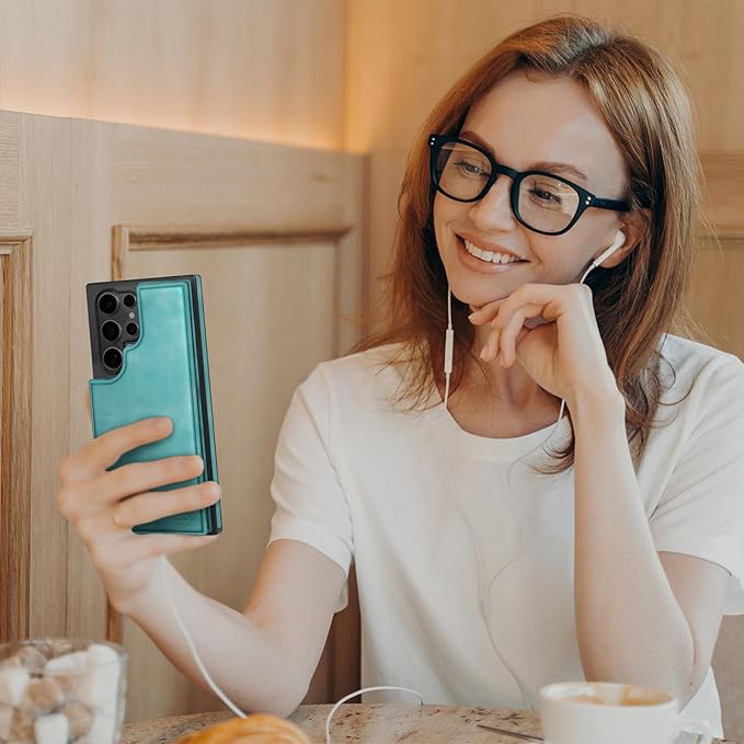 DJDUCK Designed for Samsung Galaxy S25 Ultra Case Wallet with Card Holder, [Magnetic Clasp Cover] [RFID Blocking Leather Protection] Shockproof Women Men Cases for Samsung S25Ultra Light Green