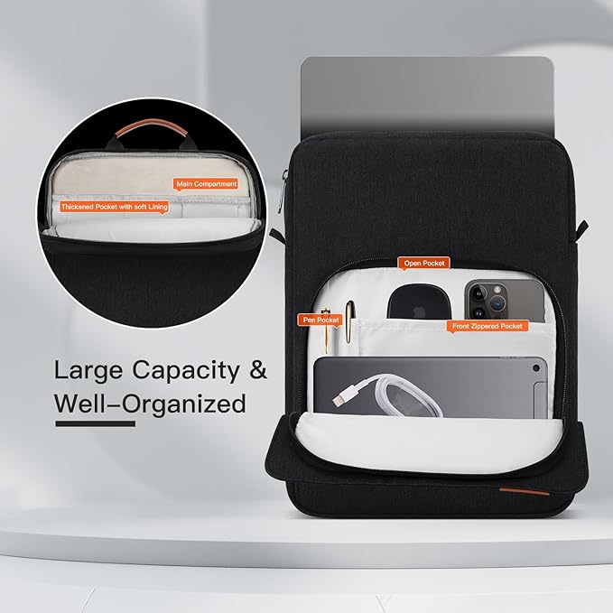 13 Inch Laptop Sleeve Carrying Bag for 2025-2022 MacBook Air 13.6 M4/A3240 M3/A3113 M2/A2681, Protective MacBook Air 13 Shoulder Travel Case, Black