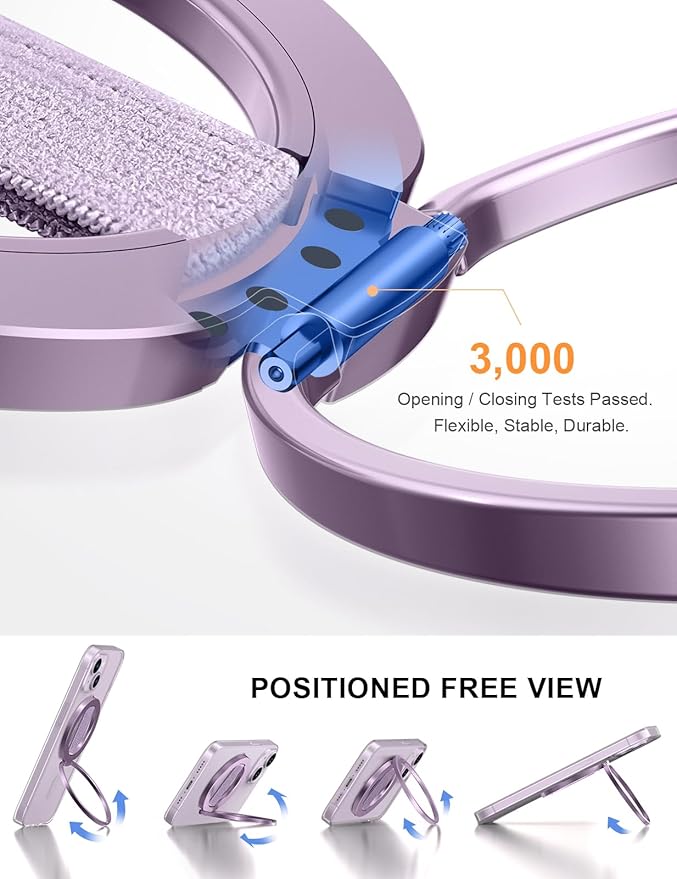 EWA MagOne Ultra for Magsafe Phone Grip Kickstand [Replaceable Elastic Finger Loop], Mag Safe Ring Holder Stand, Two-Sided Magnetic Phone Accessories for iPhone 17,16,15,14,13,12 Pro/Max/Plus-Purple
