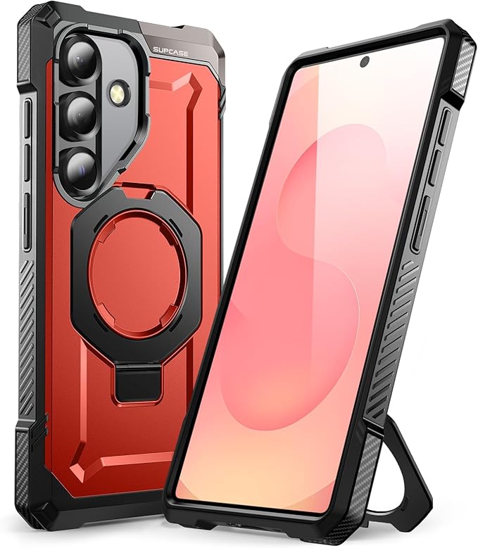 SUPCASE for Samsung Galaxy S25 Case with Stand (Unicorn Beetle Grip), [Compatible with MagSafe] [Military-Grade Drop Protection] Heavy Duty Shockproof Magnetic Phone Case for Galaxy S25 6.2", Ruddy