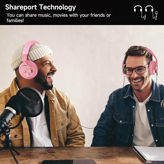 Wired Over Ear Headphones, Studio Monitor & Mixing DJ Headphones with 50mm Neodymium Drivers and 1/4 to 3.5mm Jack for Guitar AMP Podcast Piano Keyboard (Pink)