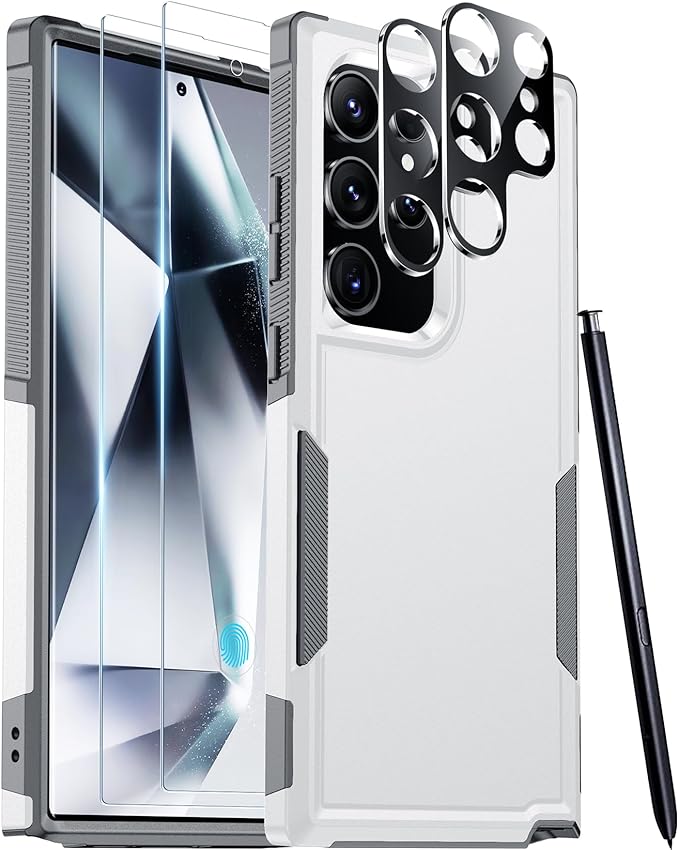 Red2Fire for Samsung Galaxy S24 Ultra Case, [Military Grade Drop Protection] Non-Slip Heavy Duty Full Body Shockproof Protection Phone Case for S24 Ultra Case 6.8 inch, White