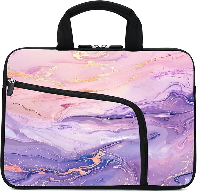 11.6-12.2 inches Laptop Sleeve Chromebook Case Ultrabook Case Notebook Sleeve Tablet Case Neoprene Handle Sleeve for Men Women, Two Pockets(Pink Purple)