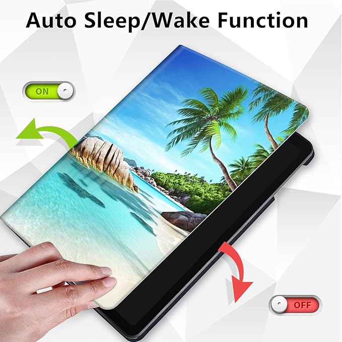 Case for Lenovo Tab P11 Plus Case 2021 (TB-J616F / J616X), 360 Degree Rotating Folding Stand,with Auto Sleep/Wake Case for Lenovo Tab P11 11” 2020 (TB-J606F TB-J606X),Beach Palm Trees