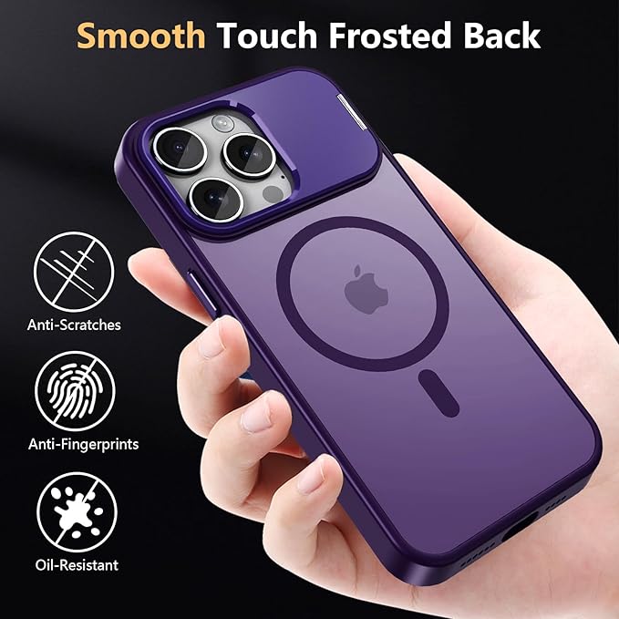 Innaght Magnetic for iPhone 15 Pro Max Case with Stand,Compatible with MagSafe,Rugged,Heavy Duty,Protective Case Kickstand,[Built-in Invisible Stand],Purple