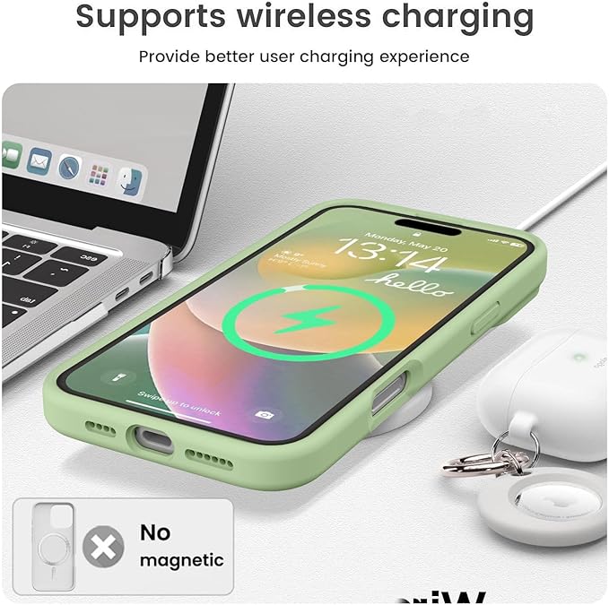 Vooii Compatible with iPhone 16 Case, Liquid Silicone Upgrade [Camera Protection] [Soft Anti-Scratch Microfiber Lining] Shockproof Phone Case for iPhone 16 6.1 inch - Matcha