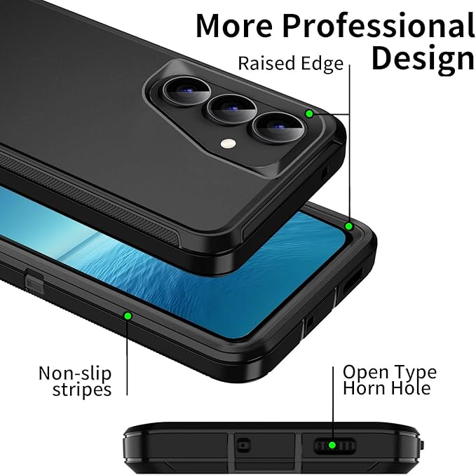 for Galaxy S25 FE 5g Case,Shockproof Dropproof Dustproof 3-Layer Full Body Protection Rugged Heavy Duty High Impact Hard Cover Case for Galaxy S25 FE,Black