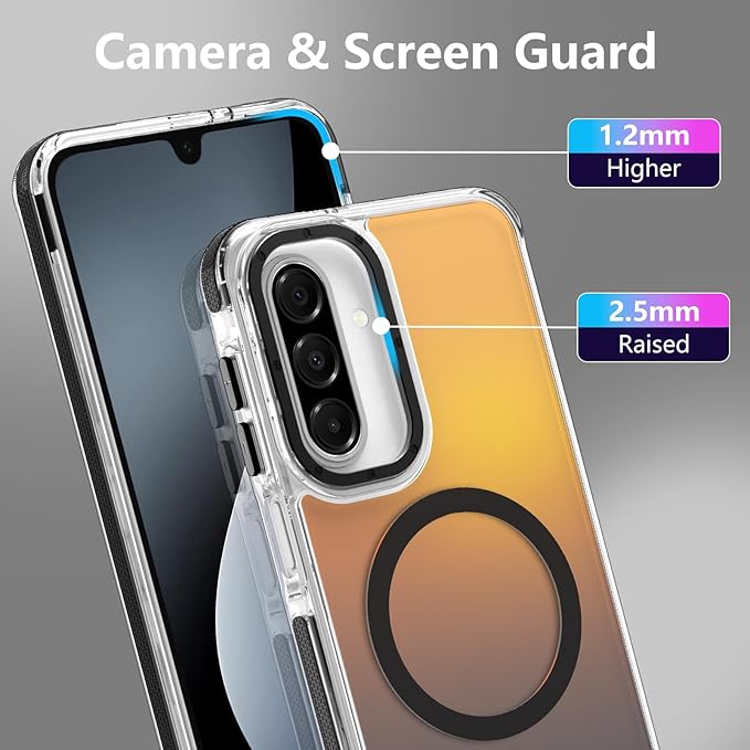 MOWIME Magnetic Case for Samsung Galaxy A17 5G [Compatible with Magsafe] [Cute Fashion Fluorescent Design] [1 Screen Protector] Slim Translucent Matte Case for Galaxy A17 5G 6.7", Black