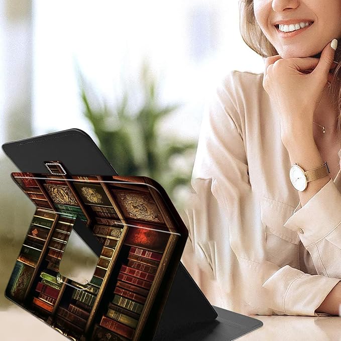 for Walmart Onn 10.4" Tablet Pro 2023 (Model:100110603) Case Dluggs 360 Degree Rotating Smart Protective Stand Cover for Walmart Onn 10.4 Inch Pro Tablet-Vintage Bookshelf
