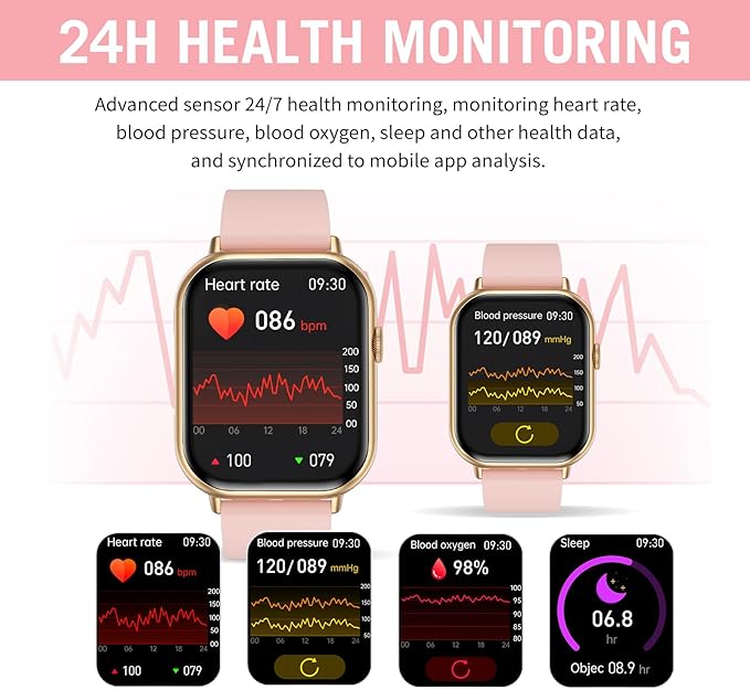 Smart Watches for Men Women (Answer/Make Call), 2.01" HD Screen Fitness Tracker Watch with Blood Pressure/Heart Rate/Sleep Monitor, Smart Watch for Android iOS Phones, IP67 Waterproof Sport Watch