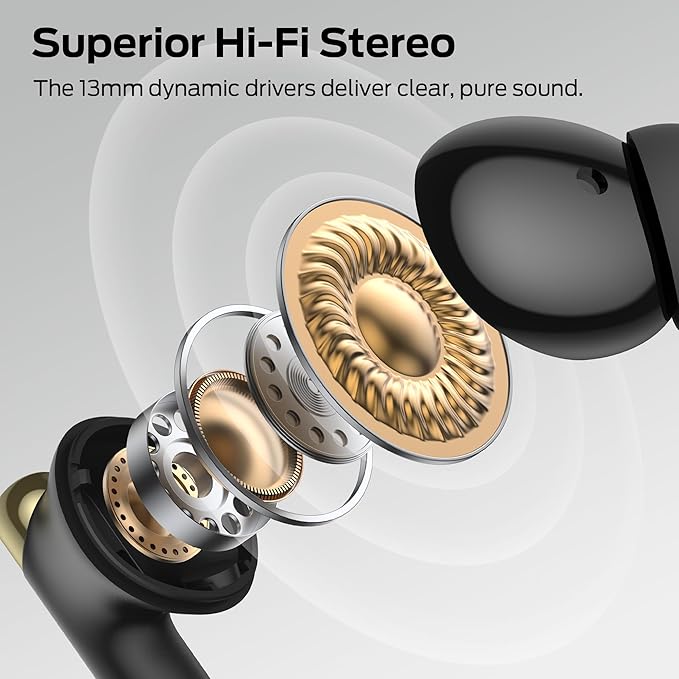 Monster N-Lite 211 Wireless Earbuds， Bluetooth 6.0 Stereo Headphones with Noise-Cancelling Mic and LED Display, Built-in Mic for Clear Calls, Waterproof Design for Sports