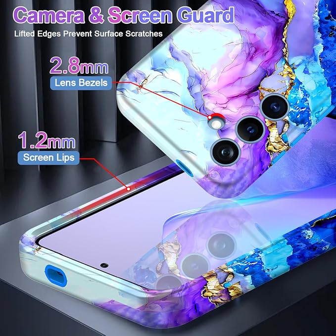 Casetego for Galaxy S24 Case,Compatible with MagSafe,[Military Grade Drop Test] Full Body Protection Slim Shockproof Rugged Marble Women Case for Samsung Galaxy S24 6.2 inch,Azure Blue