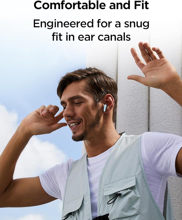 1MORE Q10 Wireless Ear Buds, Bluetooth 5.3 Half in-Ear Wireless Earbuds with Charging Case, Deep Bass Stereo Headphones, Dual Mics, 26H Playtime, one Step-Pairing, IPX4 Waterproof Earphones, Blue