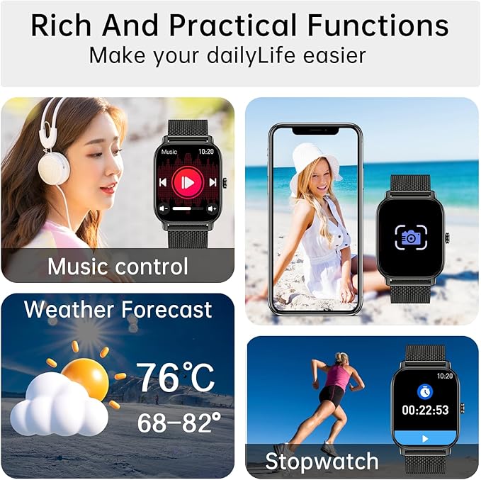 Smart Watch for Men Women Fitness: Make Answer Call Digital Mens Watches Waterproof Running Pedometer Smartwatch for Android Phone iPhone Samsung Compatible Sleep SpO2 Heart Rate Monitor Step Tracker