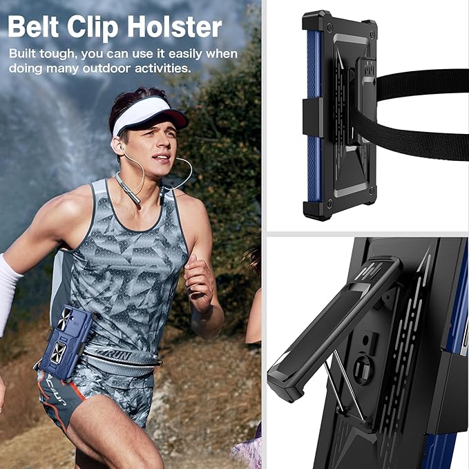 VEGO for Galaxy Z Fold 7 Case with Kickstand, Hinge Protection & Belt Clip Holster & Front Screen Protector & Slide Camera Cover Magnetic Kickstand Case for Samsung Galaxy Z Fold 7 5G - Blue