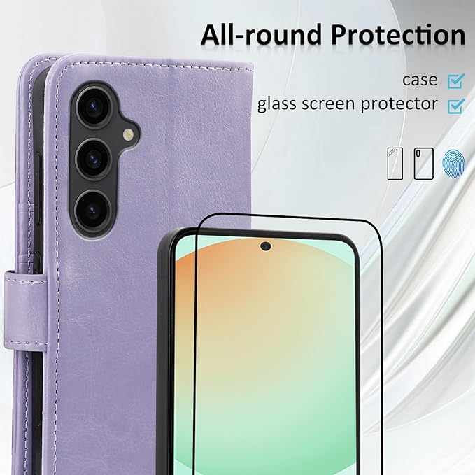 MONASAY Wallet Case Fit for Samsung Galaxy S24 FE 6.1 inch 5G,[RFID Blocking] Flip Folio Leather Cell Phone Cover with Credit Card Holder, Lavenders
