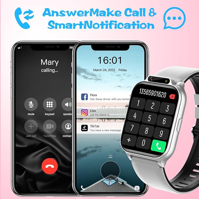 Smart Watch for Kids, 1.85" Fitness Tracker with Heart Rate, Sleep Monitor, IP68 Waterproof Smartwatches with Video Music, Pedometer, Game, NO APP/Phone, Gift for Boys Girls. (Built-in AI, Silver)