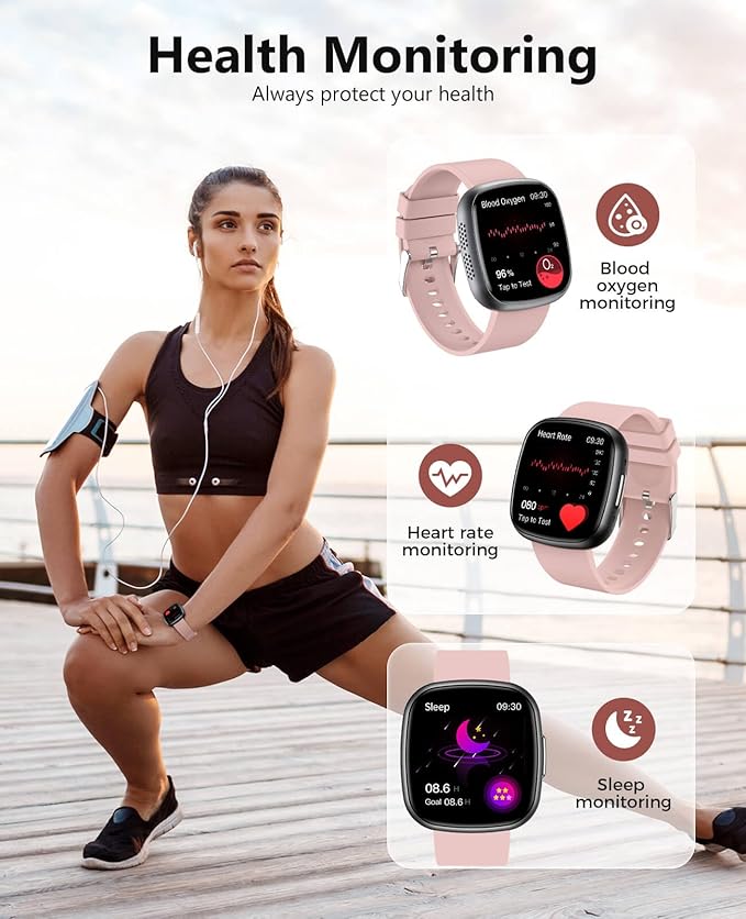 Smart Watch for Women, 1.72" Super Retina HD Display, Fitness Watch with with Sleep Stress, 24/7 Heart Rate HRV Spo2 Monitor, 135 Sports Modes Fitness Tracker, Waterproof Square Watch for Android iOS