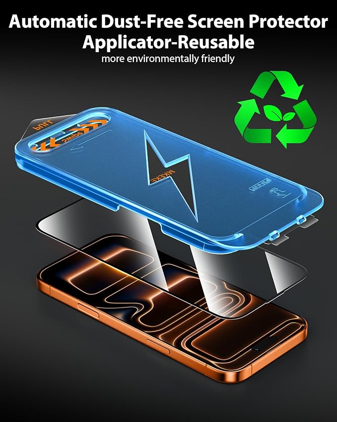 Mkeke for iPhone 17 Pro Privacy Screen Protector 3 Pack, [9H+ Tempered Glass] [16 FT Military-Grade Drop Protection] Shockproof Full Edge Coverage 6.3 inch 2025