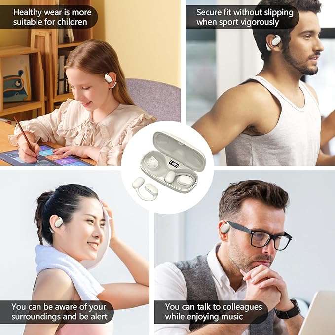 BANIGIPA Open Ear Headphones, True Wireless Earbuds, Bluetooth 5.4 Headphones w/Dual Mic for Calling, Comfort Sports Over Ear Earbuds w/Earhooks for Running Traveling, IP67 Waterproof, 40H Playtime