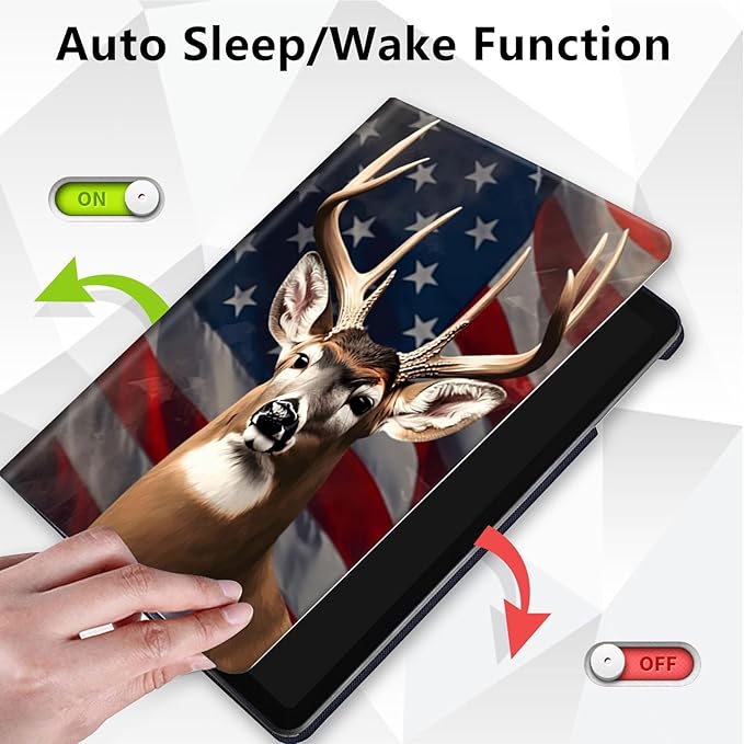 Case for Lenovo Tab P11 Plus Case 2021 (TB-J616F / J616X), 360 Degree Rotating Folding Stand,with Auto Sleep/Wake Case for Lenovo Tab P11 11” 2020 (TB-J606F TB-J606X),American Flag Deer