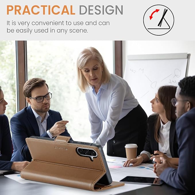 for Samsung Galaxy A36 5G Case, Premium PU Leather Wallet Case Flip Cover with [RFID Blocking][Card Holder][Stand Function] Shockproof Protective for Samsung Galaxy A36, Brown