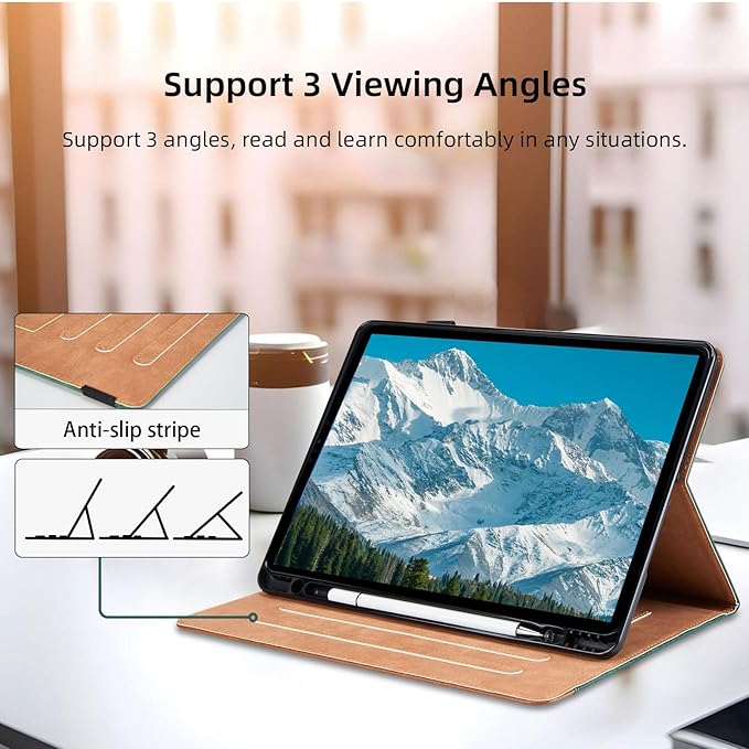 Case for Samsung Galaxy Tab S10 Lite/S10 FE/S9 FE 10.9 Inch/S9 11 Inch - Multi-Angle Stand Cover with Pocket, PU Leather Folio Case with Magnetic Clasp, Auto Wake/Sleep Smart Tablet Cover, Green