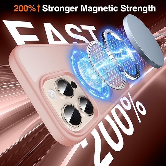 360° O-Ring MagStander for iPhone 16 Pro Max Case with Magnetic Kickstand Ring Holder [Compatible with MagSafe][360°Rotate Stand][Military Shockproof] iPhone 16 Pro Max Phone Cover Pink