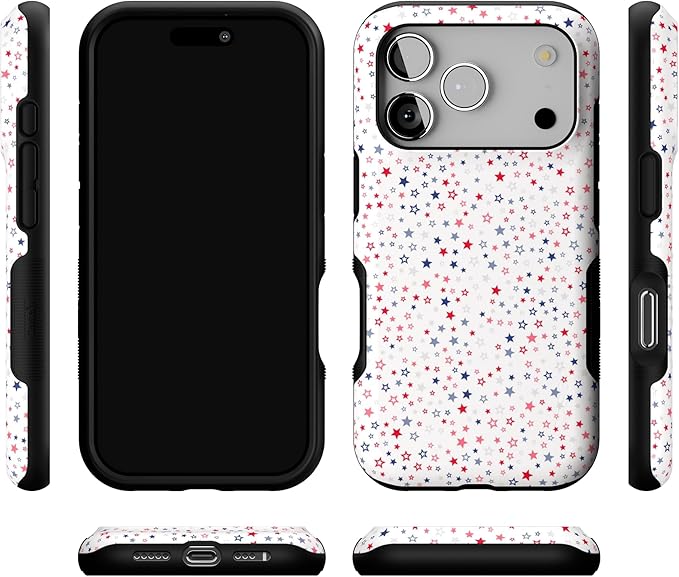 Casely iPhone 17 Pro Case | Seeing Stars | Red, White & Blue | Bold Protective Design | Compatible with MagSafe