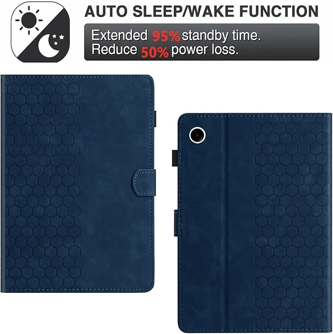 DTangLsm Case for Samsung Galaxy Tab A9 Plus/A9+ 5G 11 Inch 2023 (SM-X210/ X216/ X218) Multi-Angle Viewing PU Leather Smart Folio Stand Cover for Galaxy Tab A 9+ Case with Pen Holder, Honeycomb Blue
