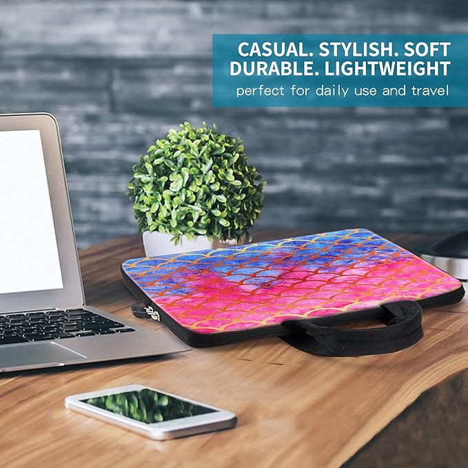 ICOLOR 11 11.6 12 12.1 12.5 inch Laptop Carrying Bag Chromebook Case Notebook Ultrabook Bag Tablet Cover Neoprene Laptop Sleeve case chromebook Sleeve with Handle Kids Girls Mermaid