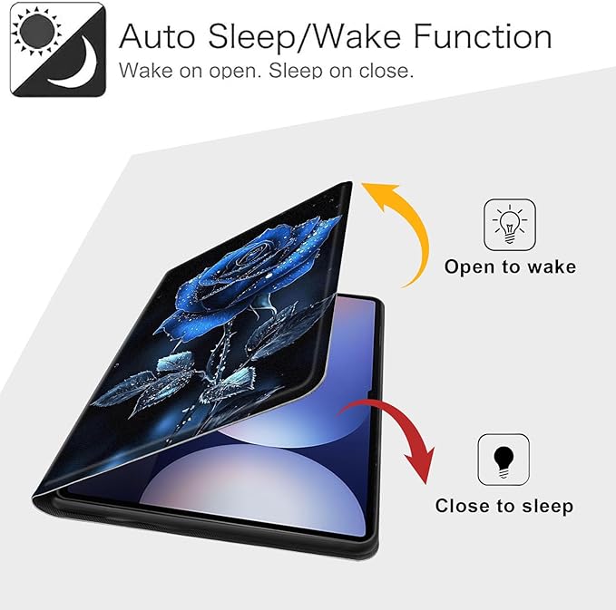 Case for Samsung Galaxy Tab S10 Ultra/Galaxy Tab S9/S8 Ultra 14.6-Inch, Slim PU Leather Stand Cover with Auto Wake/Sleep, Multi-Angle Viewing & Shockproof, Blue Rose
