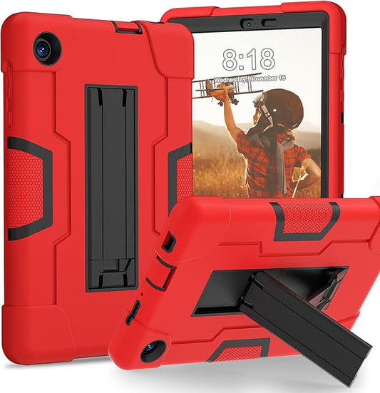 Bingcok for TCL TAB 8 LE Case, TCL TAB 8 LE Case for Kids, Heavy Duty Rugged Full-Body Hybrid Shockproof Drop Protection Cover for TCL Tab 8 LE (Model:9137W) 2023/TCL Tab 8 WiFi (Model:9132X) (2-Red)