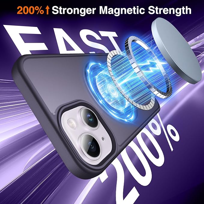 360° O-Ring MagStander for iPhone 15 Case with Magnetic Kickstand Ring Holder [Compatible with MagSafe][360°Rotate Stand Ring][Military Shockproof] Magnet iPhone 15 Phone Cover Matte Purple