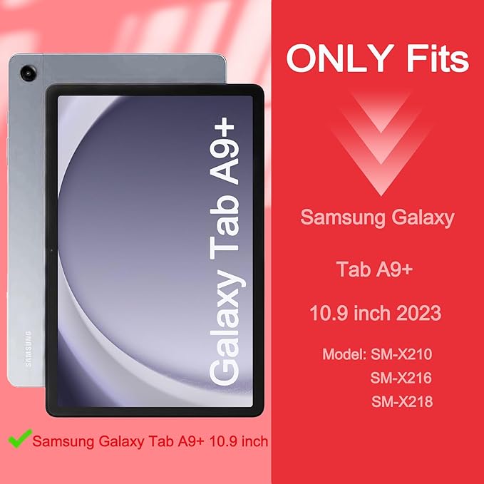 Rantice Case for Samsung Galaxy Tab A9+ 11”, Heavy Duty Shockproof Rugged Protective Case with Kickstand for Samsung Galaxy Tab A9+ / A9 Plus 11” 2023 (SM-X210/X216/X218), Red+Black