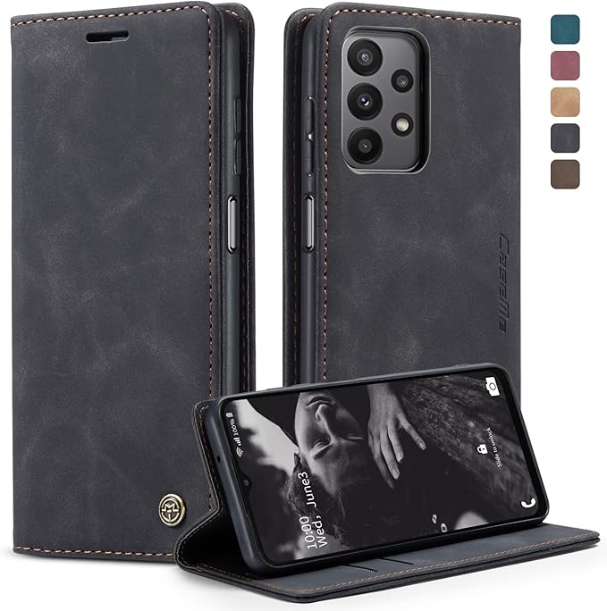 for Samsung Galaxy A23 5G/4G Case, Flip Wallet Leather Case with Card Holder Magnetic Closure Shockproof Kickstand Protective Phone Cases Cover for Samsung A23,Black