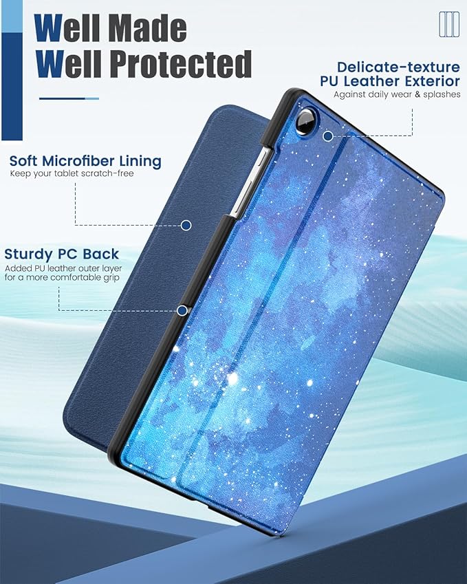 MoKo Case for Samsung Galaxy Tab A9 Plus 11-Inch 2023, Multi-Angle Viewing Slim Back Shell Protective Cover Case with Auto Wake/Sleep for Galaxy Tab A9+ Tablet SM-X210/SM-X216/SM-X218, Blue Starry Sky