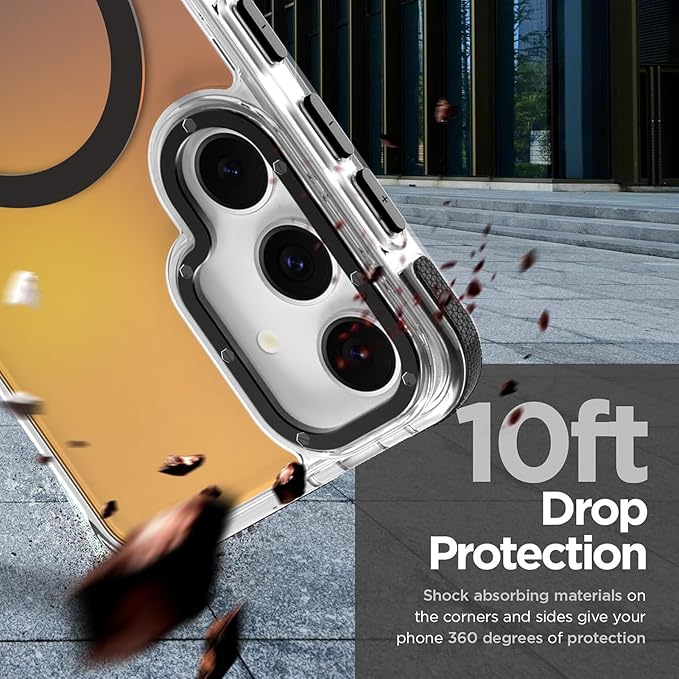 MOWIME Magnetic Case for Samsung Galaxy S24 [Compatible with Magsafe] [Cute Fashion Fluorescent Design] [1 Screen Protector] Slim Translucent Matte Case for Galaxy S24 6.2", Black