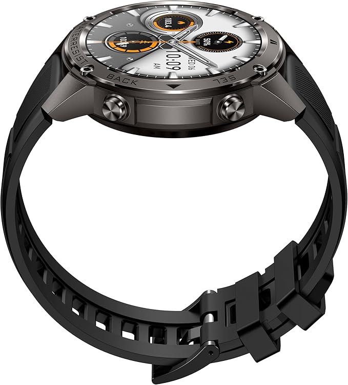 Military Smart Watch for Men GPS 6 Satellite Positioning Compass 164 Feet Water-Resistant for Swimming 500mAh Battery Make Answer Call Rugged Metal Body Smartwatch 1.43" AMOLED Always On Display Watch