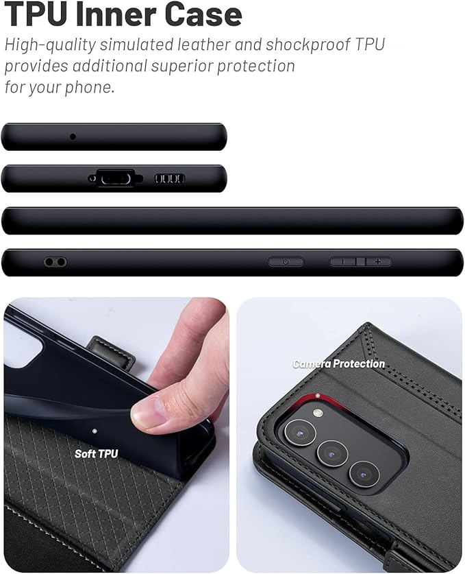 OCASE Retro Series Compatible with Galaxy S23 5G Wallet Case [Card Slots][RFID Blocking][TPU Inner Shell ][Kickstand] PU Leather Flip Folio Phone Cover 6.1 Inchs (2023) -Retro Black