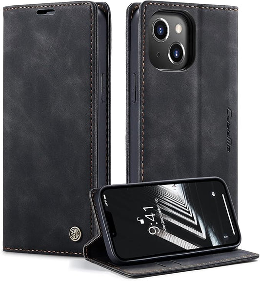 for iPhone 14 Plus Case, Flip Wallet Leather Case with Card Holder Magnetic Closure Shockproof Kickstand Protective Phone Cases Cover for iPhone 14 Plus, Black