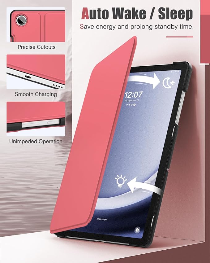MoKo Case for Samsung Galaxy Tab A9 Plus 11-Inch 2023, Multi-Angle Viewing Slim Back Shell Protective Cover Case with Auto Wake/Sleep for Galaxy Tab A9+ Tablet SM-X210/SM-X216/SM-X218, Watermelon Red