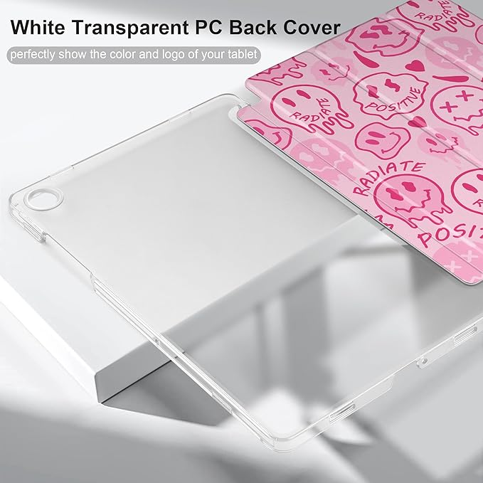 DONGKE Case for Samsung Galaxy Tab A9+/A9 Plus 11 inch 2024 2023 (SM-X210/X216/X218), Slim Stand Hard PC Translucent Back Shell Smart Cover, Auto Wake/Sleep - Melting Faces
